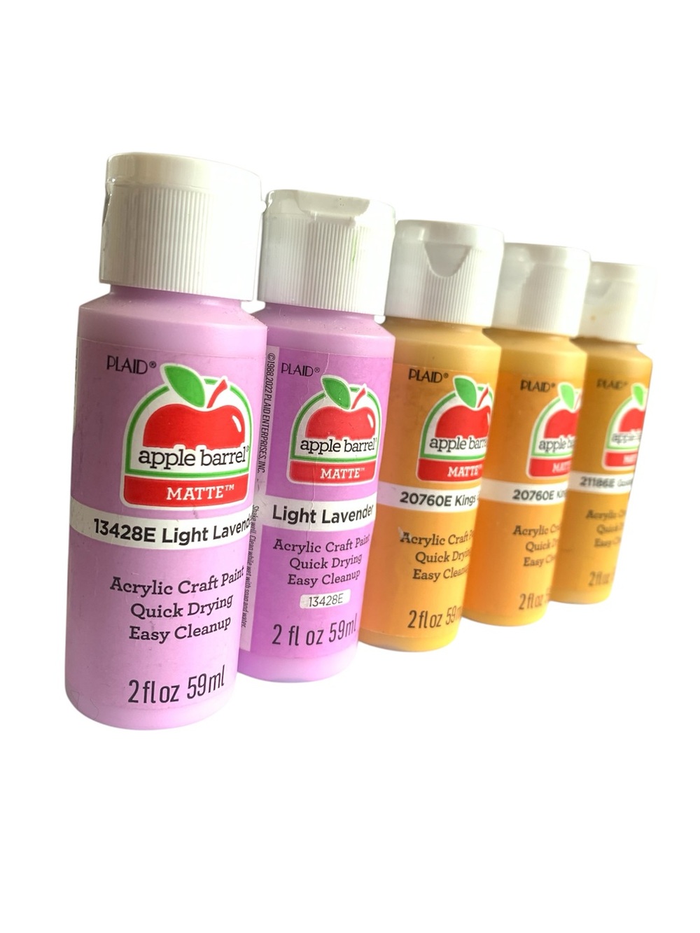 Apple Barrel Matte Acrylic Paint Set - Light Lavender & Golden Yellow